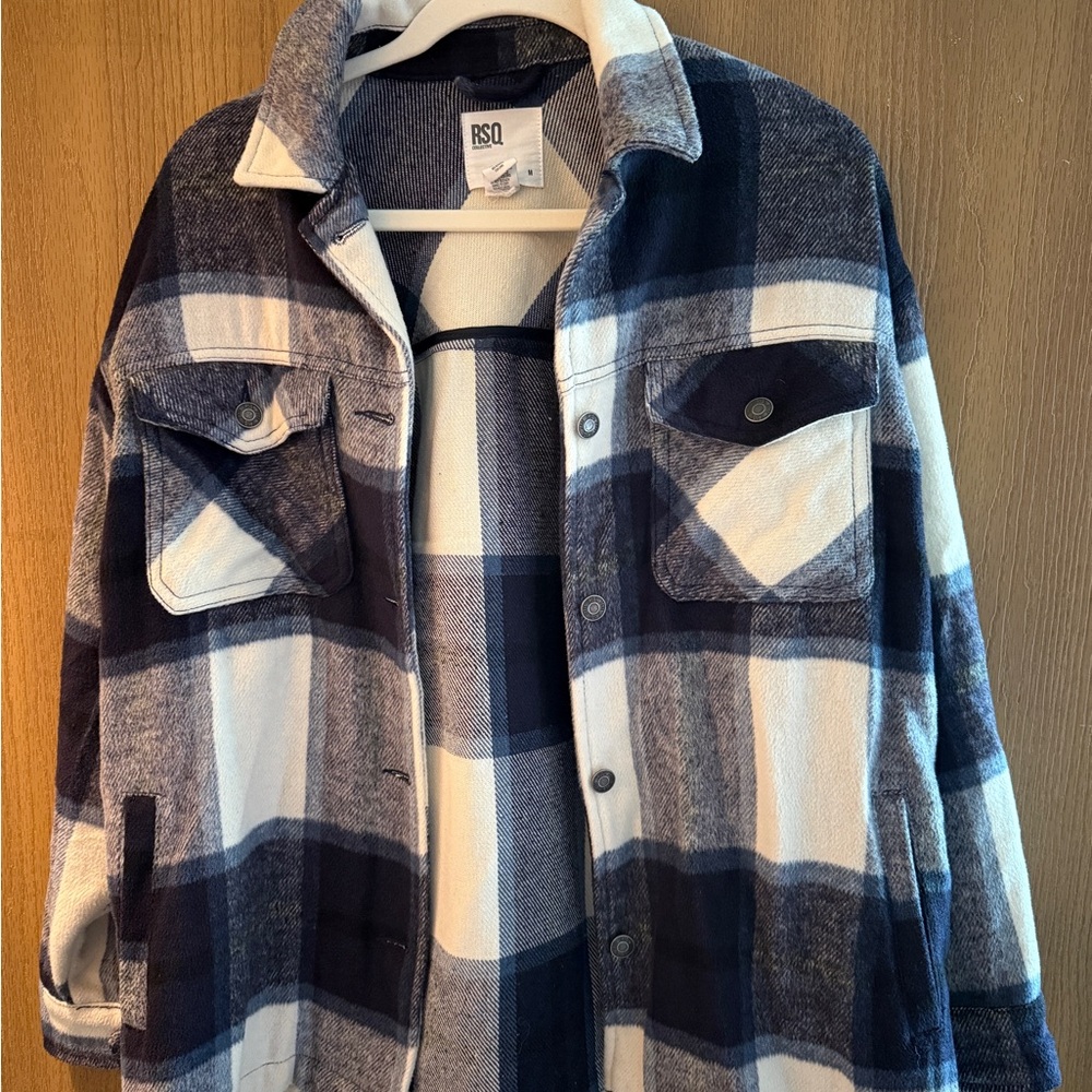 RSQ Blue and White Plaid Women’s Jacket